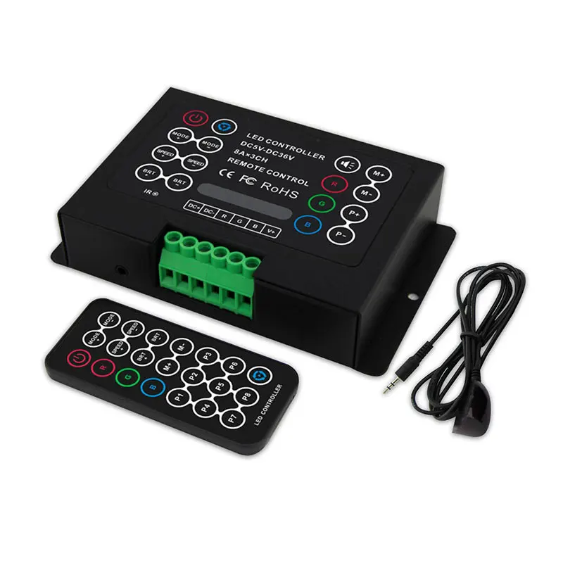 DC5V-36V 3 Channles 8A/CH Wireless Multifunctional Full Color Constant Voltage LED IR Remote RGB Controller for Strip Light | Освещение