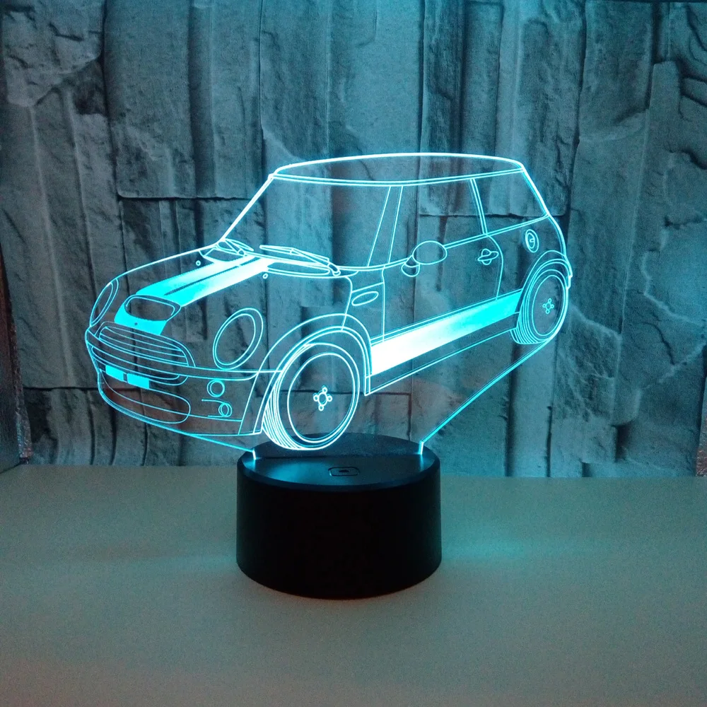 Спальня автомобиль маленький 3d ночник красочный сенсорный пульт дистанционного