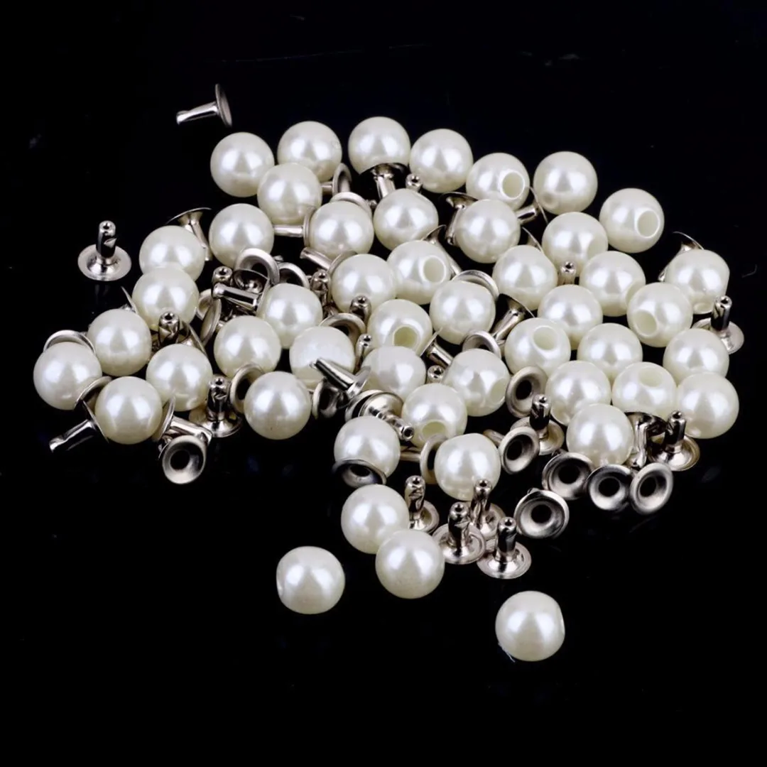 JX-LCLYL 100PC 6MM ABS Imitation Pearl DIY Garment Accessories Rivet