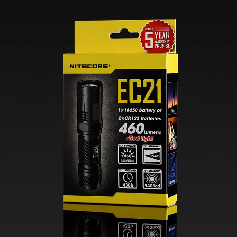 

Free Shipping NITECORE EC21 Whithe + Red CREE XP-G2 R5 2x LEDs Flashlight Aluminum Alloy Waterproof Torch Without 18650 Battery