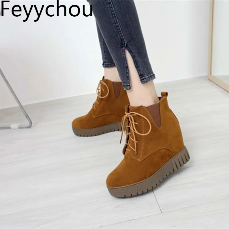 

Women Boots Autumn Winter Warm Plush Snow High-heeled 2018 New Fashion Nubuck Zip Ankle Boots Black Yellow Beige Shoes