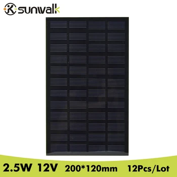 

SUNWALK 12PC 2.5W 12V Monocrystalline Solar Cell Panel PET Laminated Solar Cell for Solar System and DIY Solar Project