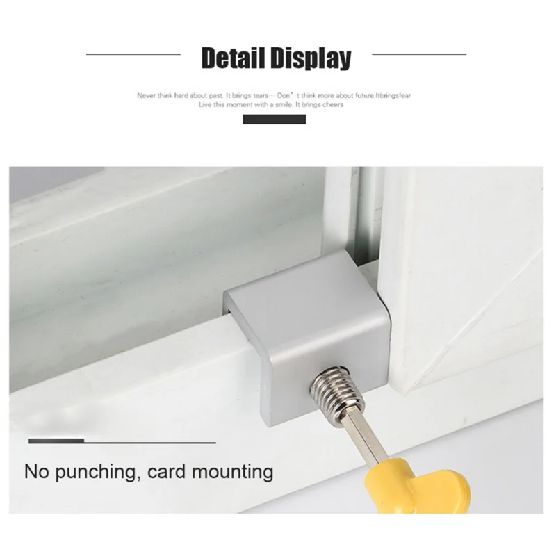

1PCS Adjustable Sliding Window Aluminum Alloy Stop Locks Security Door Frame Lock with Keys Home Office Security Lock Window