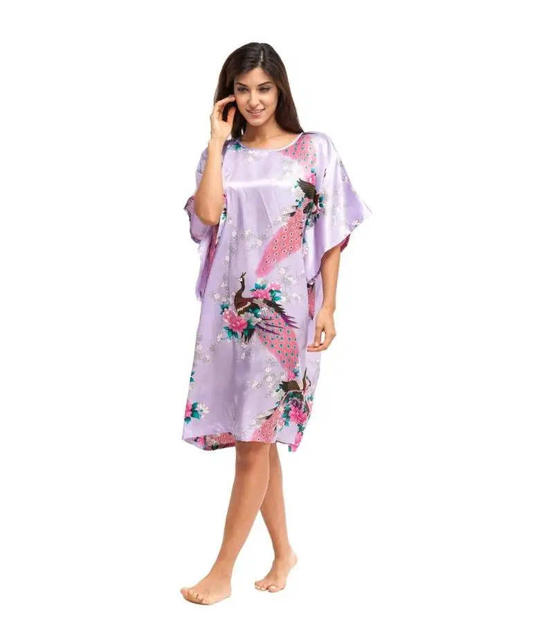 Летнее ярко-розовое сексуальное шелковое вискозное домашнее платье, женская летняя ночная рубашка, ночная рубашка, халат, кимоно, халат размера плюс 6XL A-071 - Цвет: classic  pattern 13