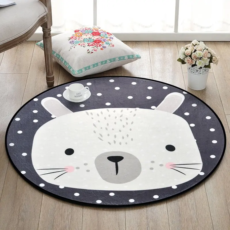 Мультяшный ковер с животными медведь лиса панда круглый Tapete для гостиной спальни домашний Декор Ковер Детский мягкий игровой коврик R581