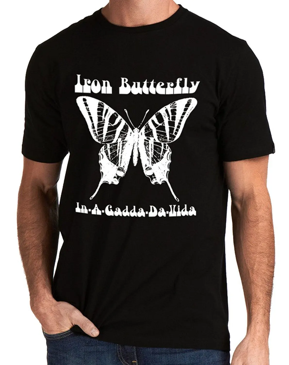 Iron Butterfly Band In A Gadda Da Vida Logo Men's T Shirt Tees Men'S