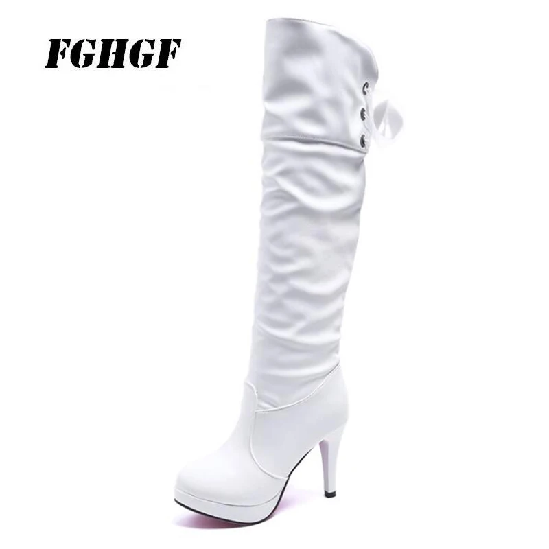 

Autumn winter new style joker high heel women over the knee boots waterproof platform belt casual women Martin boots