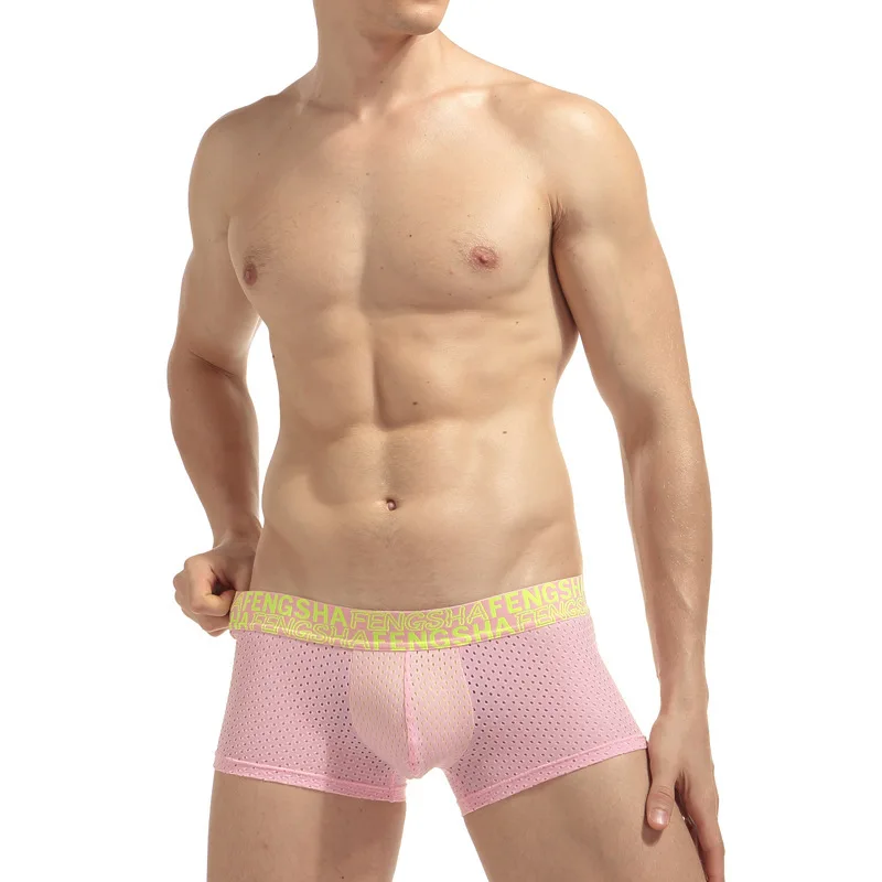 

Men Mesh Boxers Underwear Sexy Ice Silk Pouch Boxer Shorts Trunk Underpants Low Waist New Fashion Boxer Breathable Male Panties