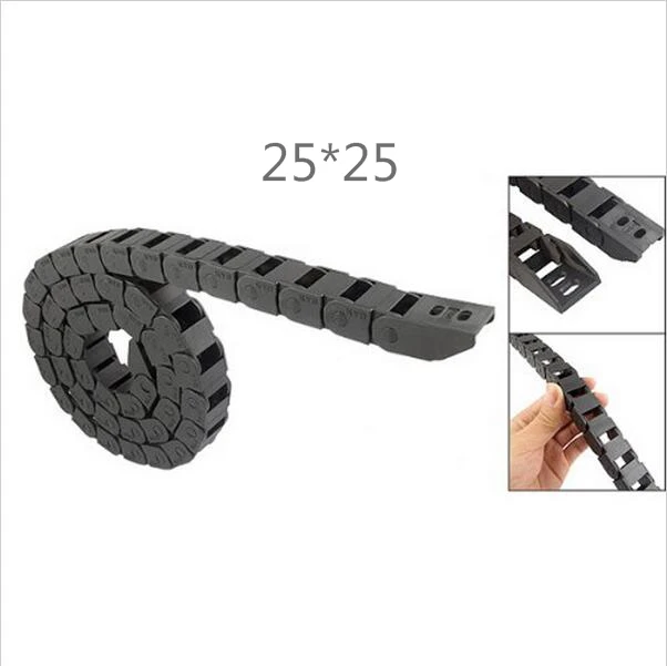 Free Shipping 1M 25*25 mm R55 Plastic Cable Drag Chain For CNC Machine,Inner diameter opening cover,PA66