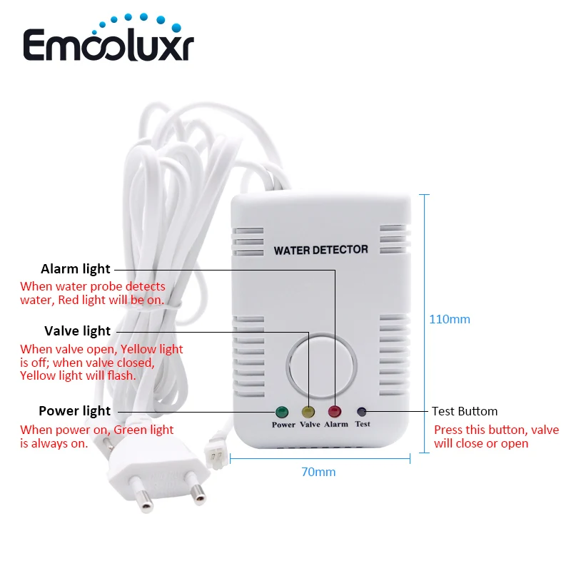  Water Leak Alarm Water Sensor Detector Smart Home Security Alarm System w DN15 Manipulator Valve &  - 32851321846