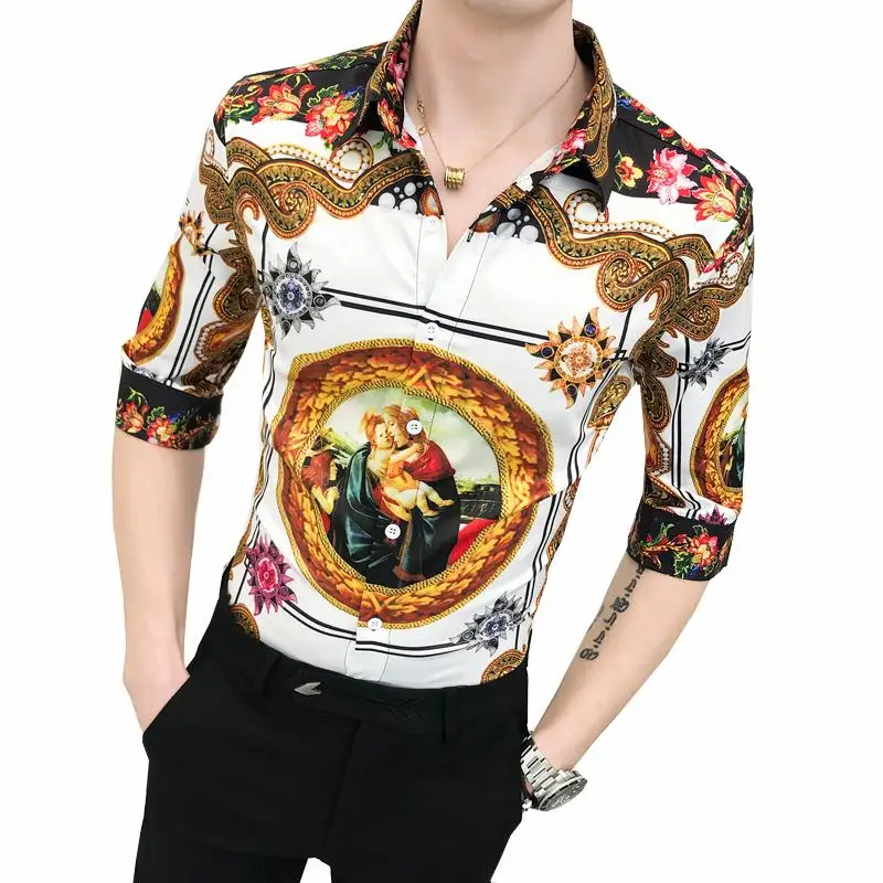 

Social Shirt Mens Clothing Plant Flower Retro Dress Half sleeve Floral Hawaiian Shirt Stay Hip hop Blouse Men Summer