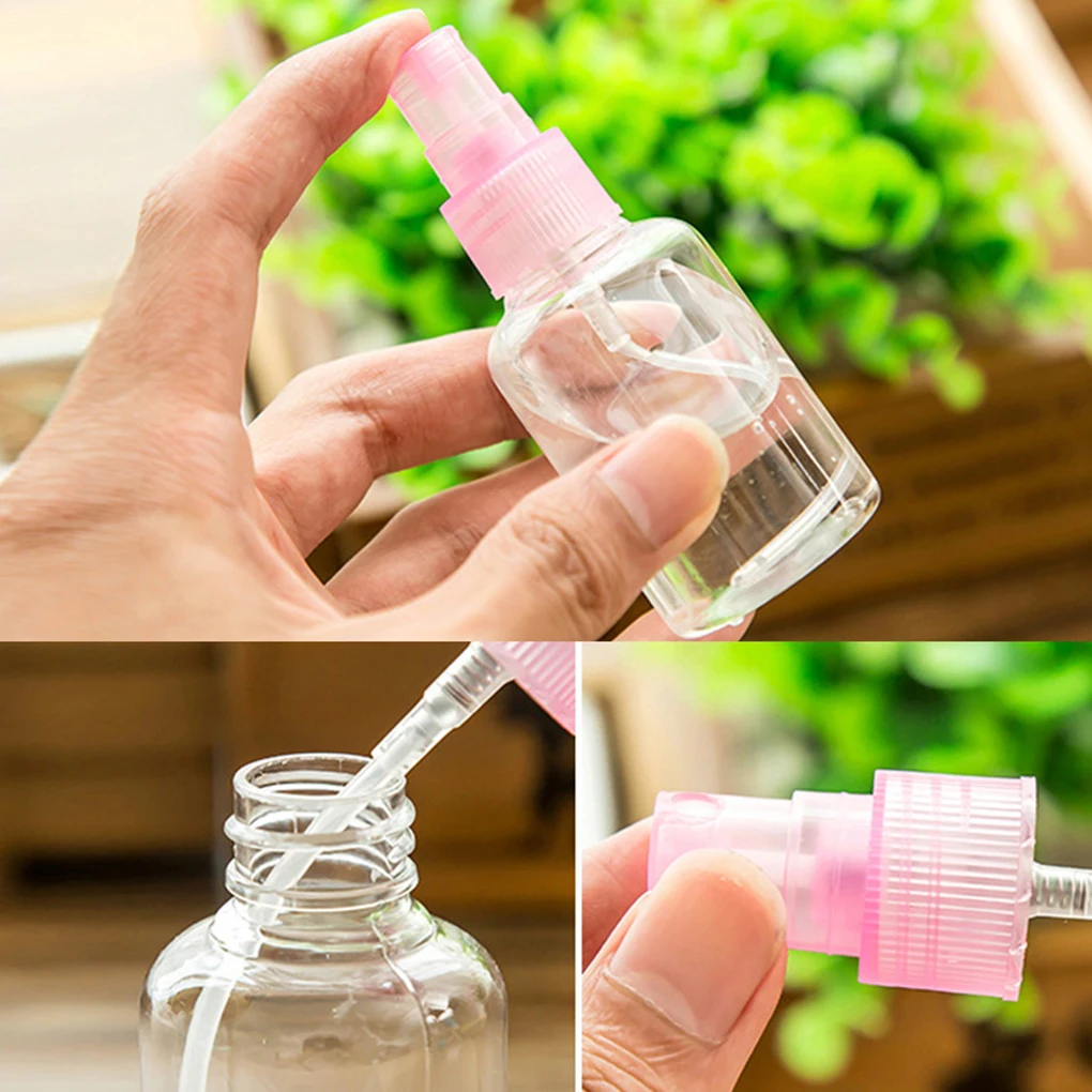 

5pcs 50ML Multi-Colors New Empty Plastic Spray Bottle Perfume Transparent Mini Atomizer Refillable Bottles Comestic Tools