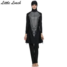 Girl’s Printed Islamic Swimsuits Muslim Women Hijab Swimwear Full Cover Sunscreen Breathable Modest Islamic Beachwear Size S-4XL