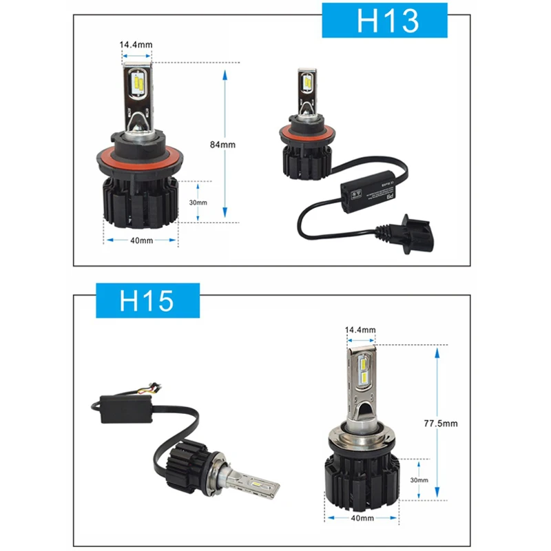 Мощный H4 светодио дный H7 H11 H8 9006 HB4 H15 P9 авто фар 55 Вт/110 W/Pair Высокая Низкая луч лампы Автомобильные 6000 К