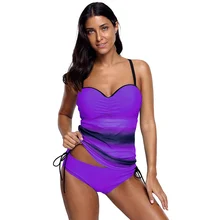 Танкини больших размеров комплект Милая шея купальник с высокой талией женский купальник с принтом праздничный Femme