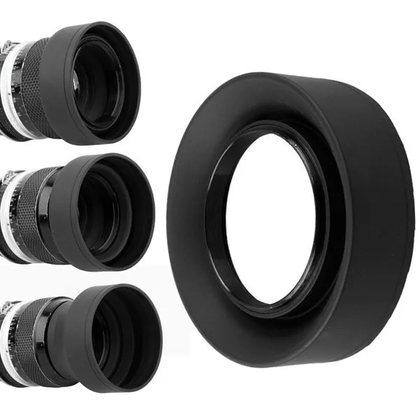 

10pcs 49 52 55 58 62 67 72 77 82mm 3-Stage 3 in1 Collapsible Rubber Foldable Lens Hood DSIR Lens for all camera