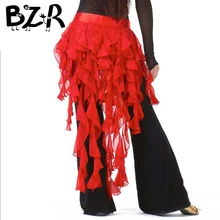 Bazzery Лидер продаж танец живота шифон набедренный пояс Длинные кисточкой талии хип шарф аксессуары для танцев 13 цветов