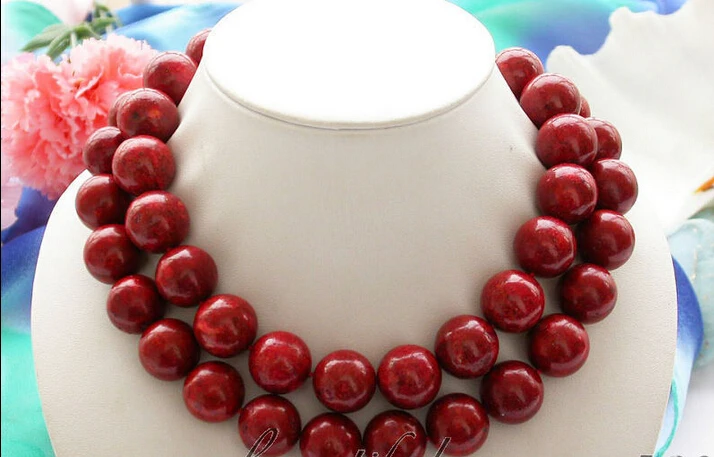 

>>> >>Huge 32" 18mm nature round red coral bead necklace