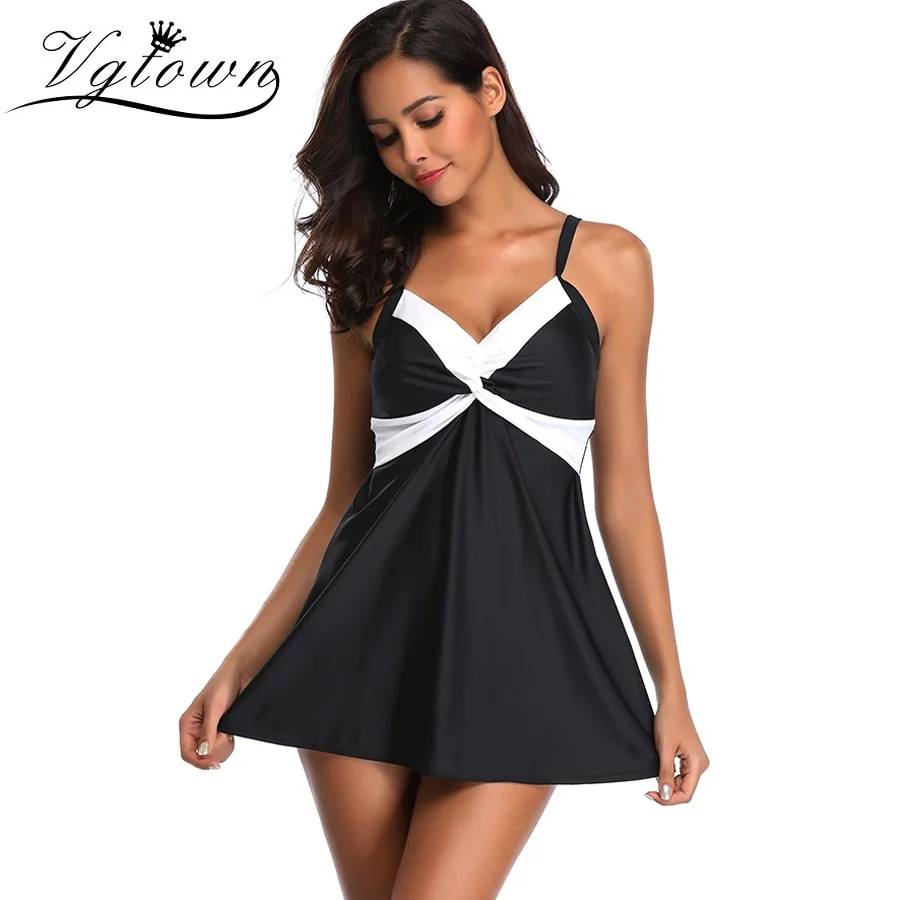 

VGTOWN Plus Size 5XL Two Pieces Tankini Swimsuit Summer Women Black V Neck Backless Swimwear Costumi Da Bagno Donna