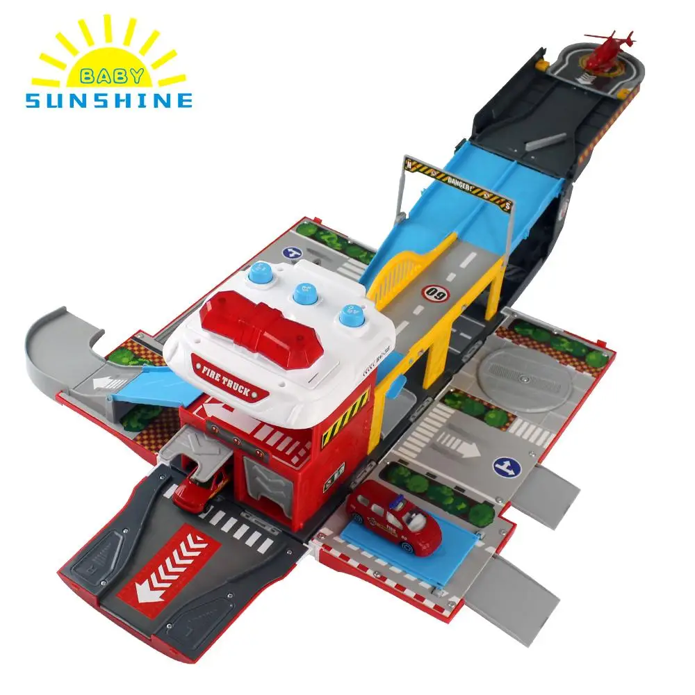 

NEW DIY Multi-functional Assembling Fire Truck with Light and Sound Building Car Vehicle City Track Sets Best gifts toy for Kids