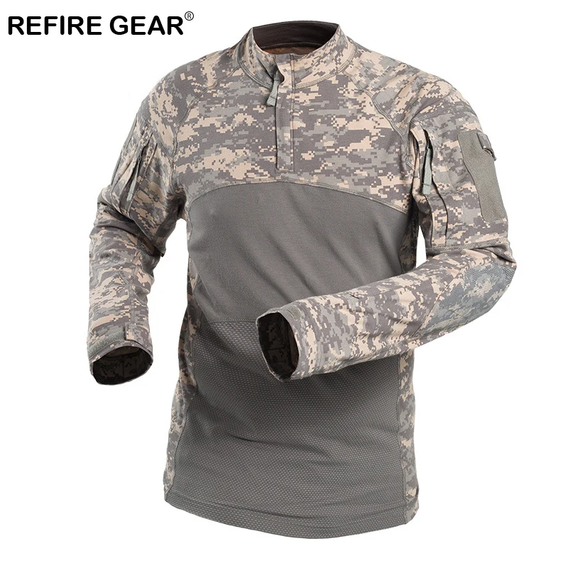 Мужская тактическая камуфляжная футболка Refire Gear быстросохнущая уличная с