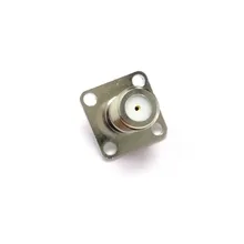 1 шт. F Тип Женский разъем РЧ коаксиальный адаптер прямые волосы, 4 отверстия для крепления на панель никелированный