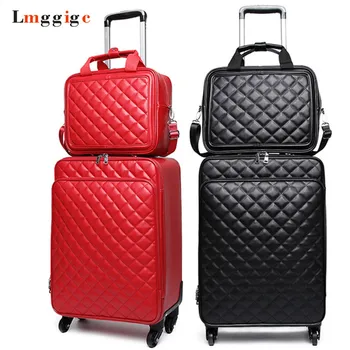 

Women 's Waterproof PU leather Travel Rolling Luggage Suitcase bag Trolley case set, New 16"20"24" inch Box with Wheel