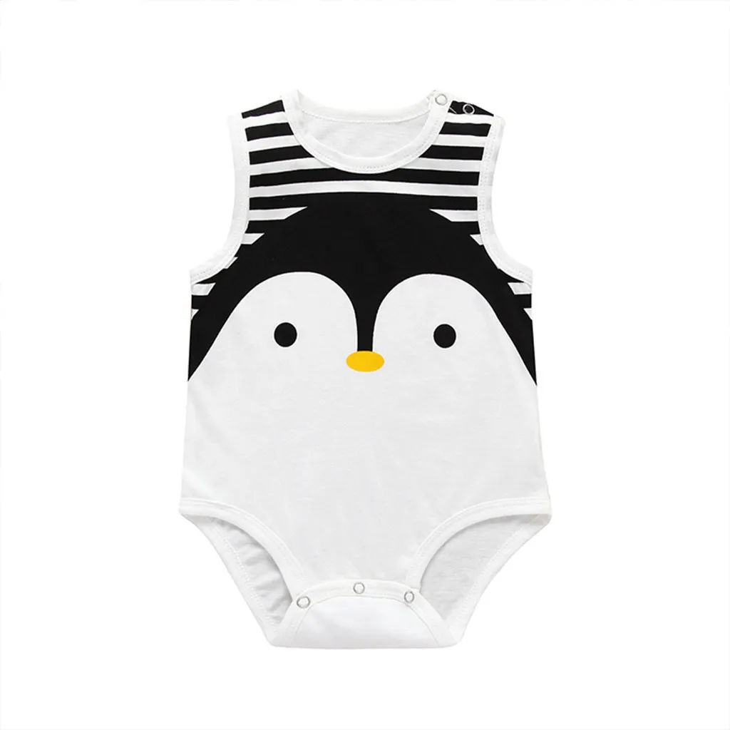

Newborn Kids Baby Boys Girls Sleeveless Cotton Jumpsuit Cartoon Print Rompers F4