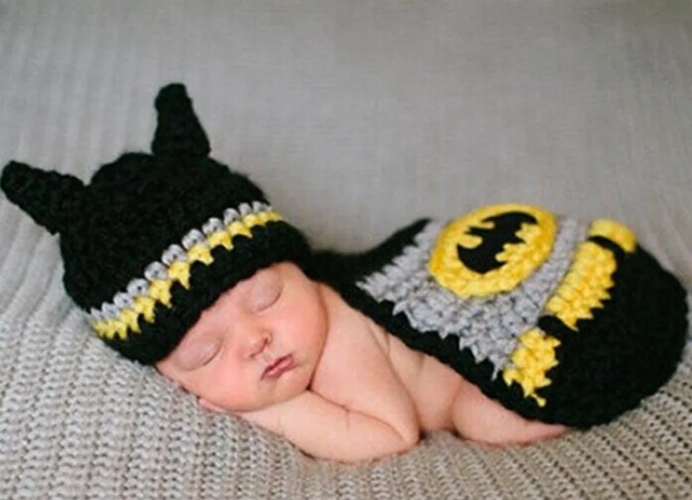 Newborn Photography Props Batman Baby Crochet Knitwear Hats Infant Kids