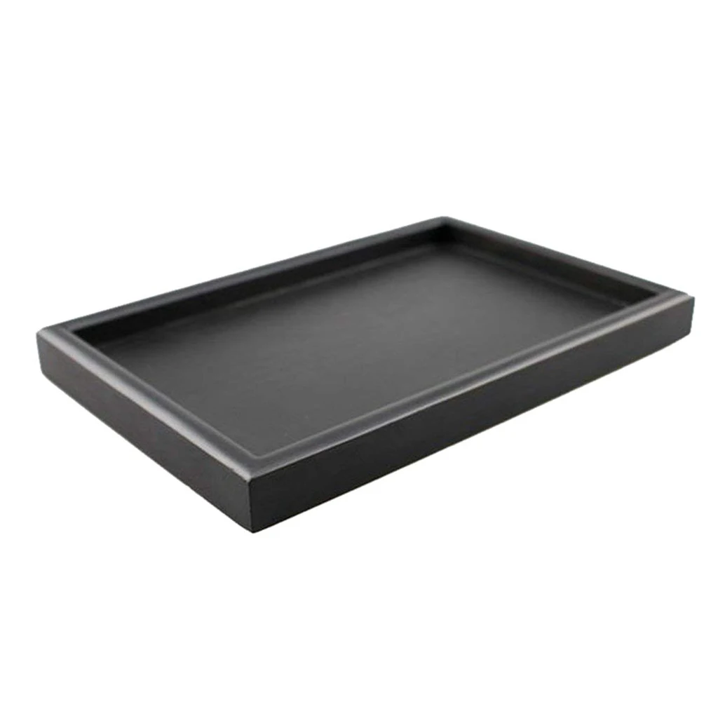

Wooden serving tray tea dishes plate- Black, 22x15x2cm