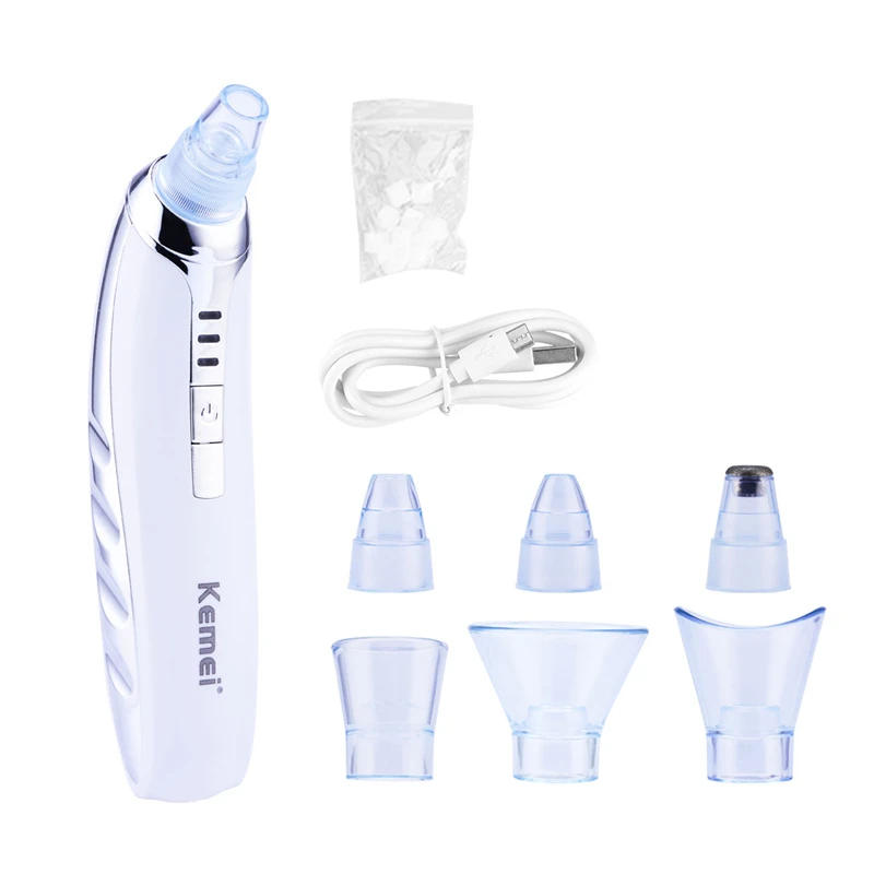 

Kemei USB Charging Blackhead Remover Acne Pimple Vacuum Suction Tool Face Clean Electric Facial Cleansing Exfoliating 7 Tip Lady