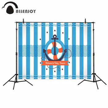 

Allenjoy photo background blue navy stripes birthday party chervon backdrop photo studio printed photocall photobooth