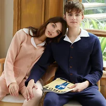 Зимние плотные новые мужские пижамы из чистого хлопка, пижамный комплект с длинными рукавами, повседневные мужские пижамы с отложным воротником, парные пижамы