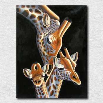 

Modern Handpainted Abstract Art Hang Pictures Handpainted Giraffe Family Animal Oil Paintings On Canvas Wall Picture Home Decor