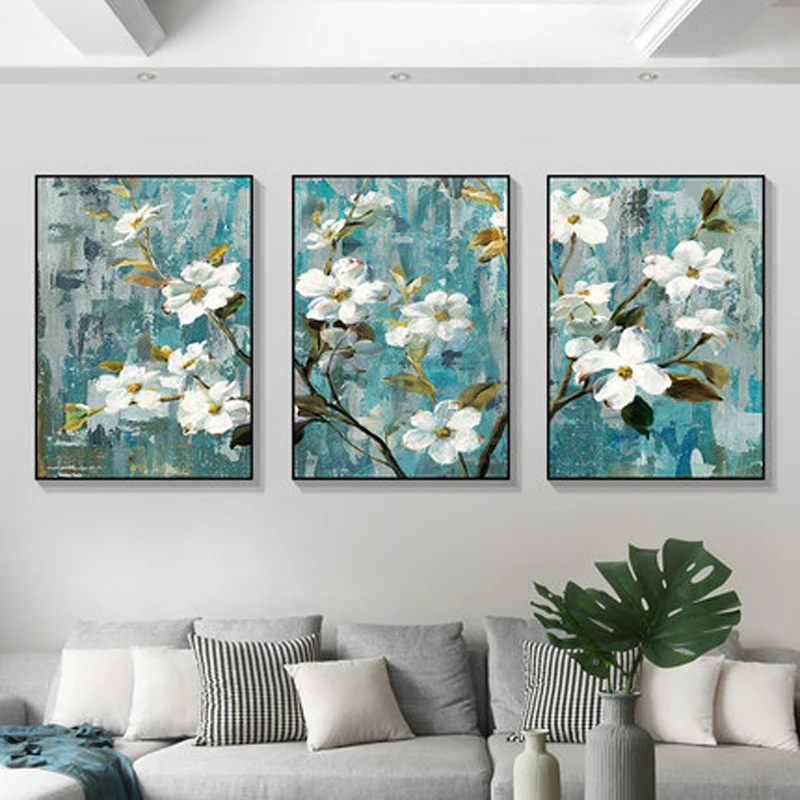 

European and American apple flower decoration painting three pictures living room dining room bedroom porch small fresh mural