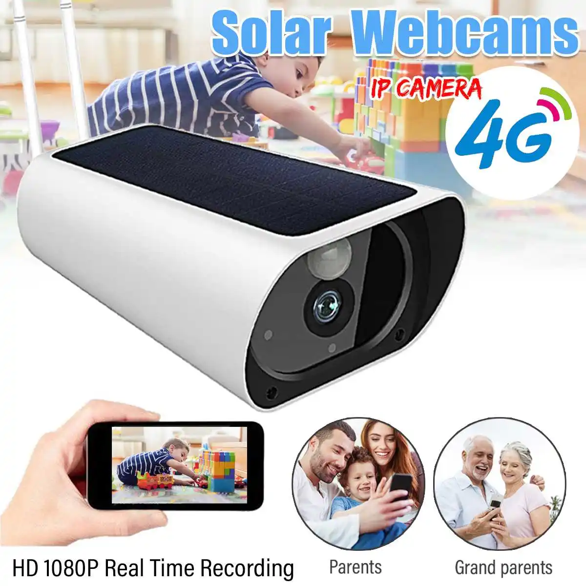

1080P HD 4G Wireless Solar IP Camera Smart Outdoor Webcams Surveillance Home Security CCTV Camera Night Vision Waterproof