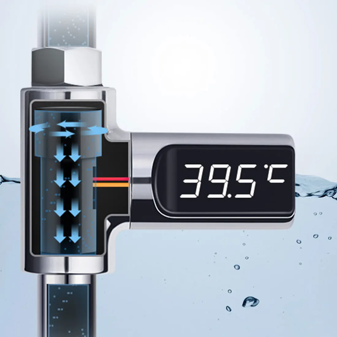 

Home Smart Water Shower Thermometer Flow Self-Generating Electricity Water LED Screen Temperture Meter Monitor For Baby