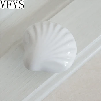 

Large Drawer Knobs Shell White Ceramic / Nautical Kitchen Furniture Cabinet Drawer Pulls Handles Hardware Porcelain