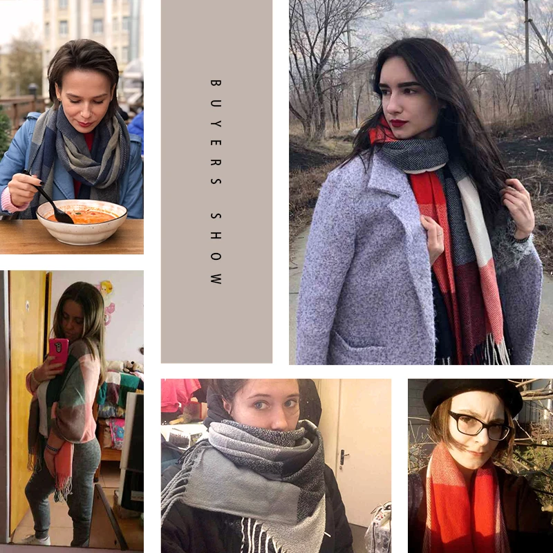 Новинка, женский зимний шарф для женщин, шарф и шаль, теплые женские клетчатые шарфы, Женская шаль, echarpe, Прямая поставка