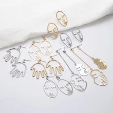 Серьги для девочек, несколько вариантов выбора, Ретро стиль, металлический сплав, модные, абстрактные, полые, свисающие серьги, новая серьга, лицо, новинка