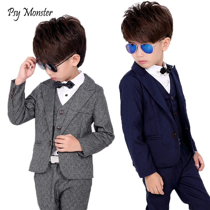 Brand Boys Formal Jacket Vest Pants Suits Wedding Party TuxedoGentleman Kids Blazer Children