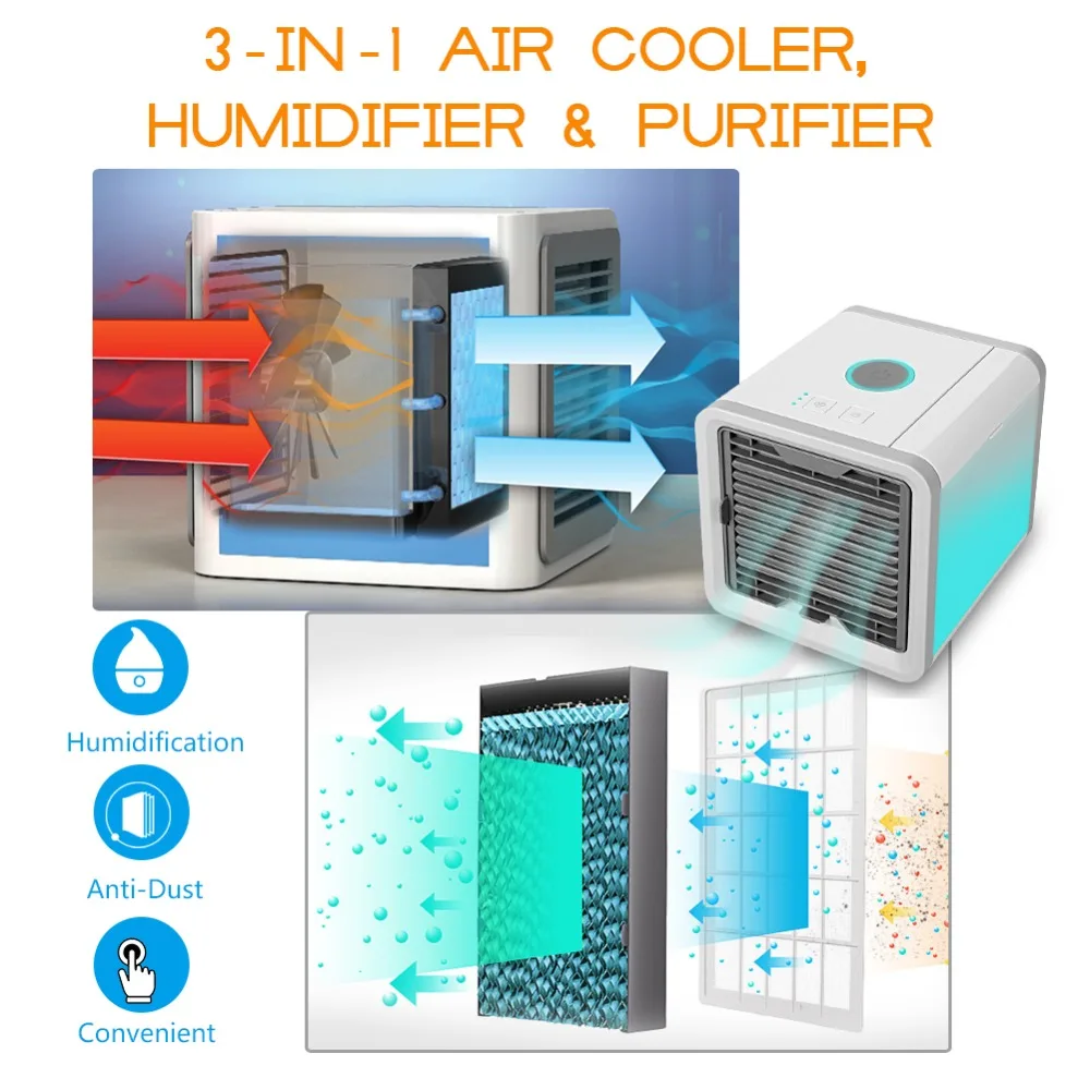 7 Colors LED Lights Air Conditioners Portable Air Conditioner Personal
