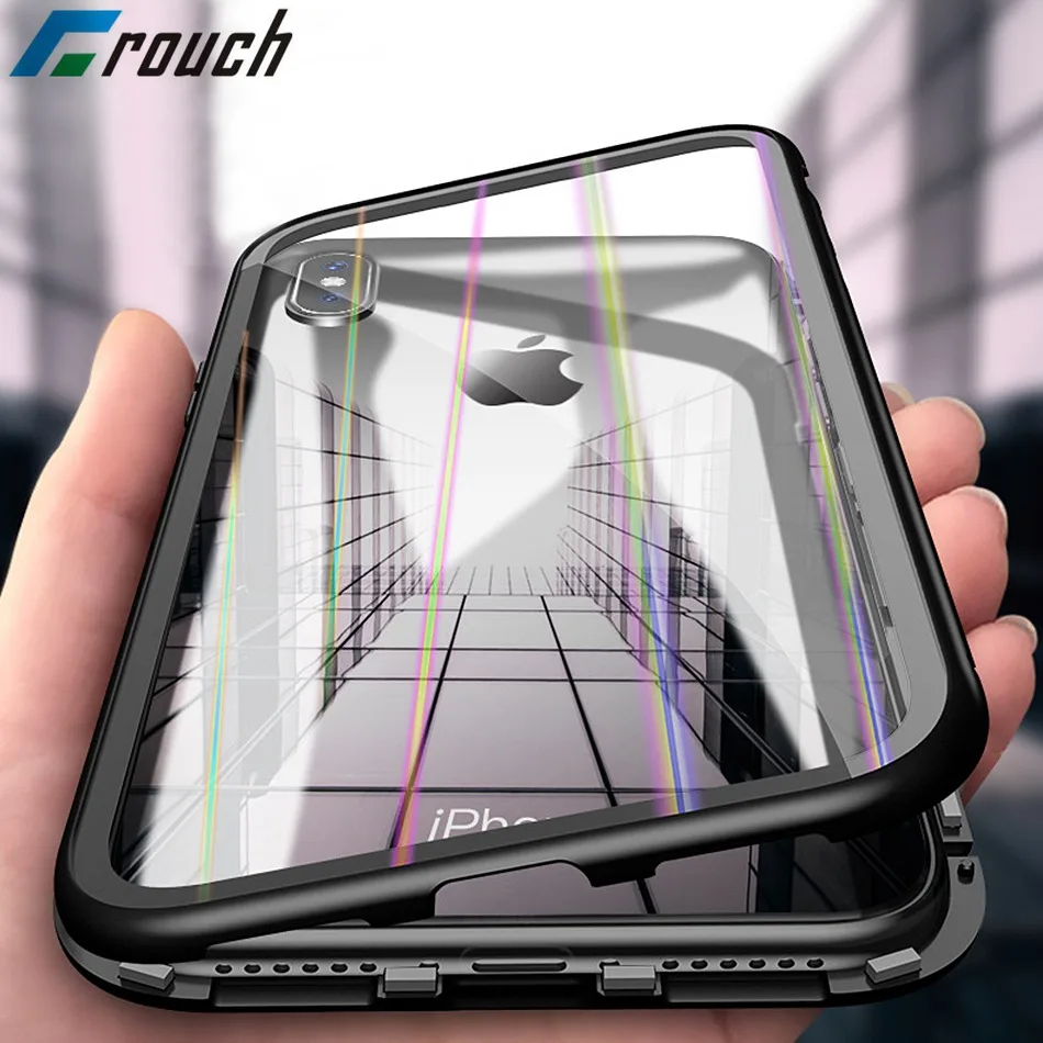 Magneto Magnetic Adsorption case for iphone X 7 8 luxury cover 6 6s Plus hard pc magnet tempered glass Cover |