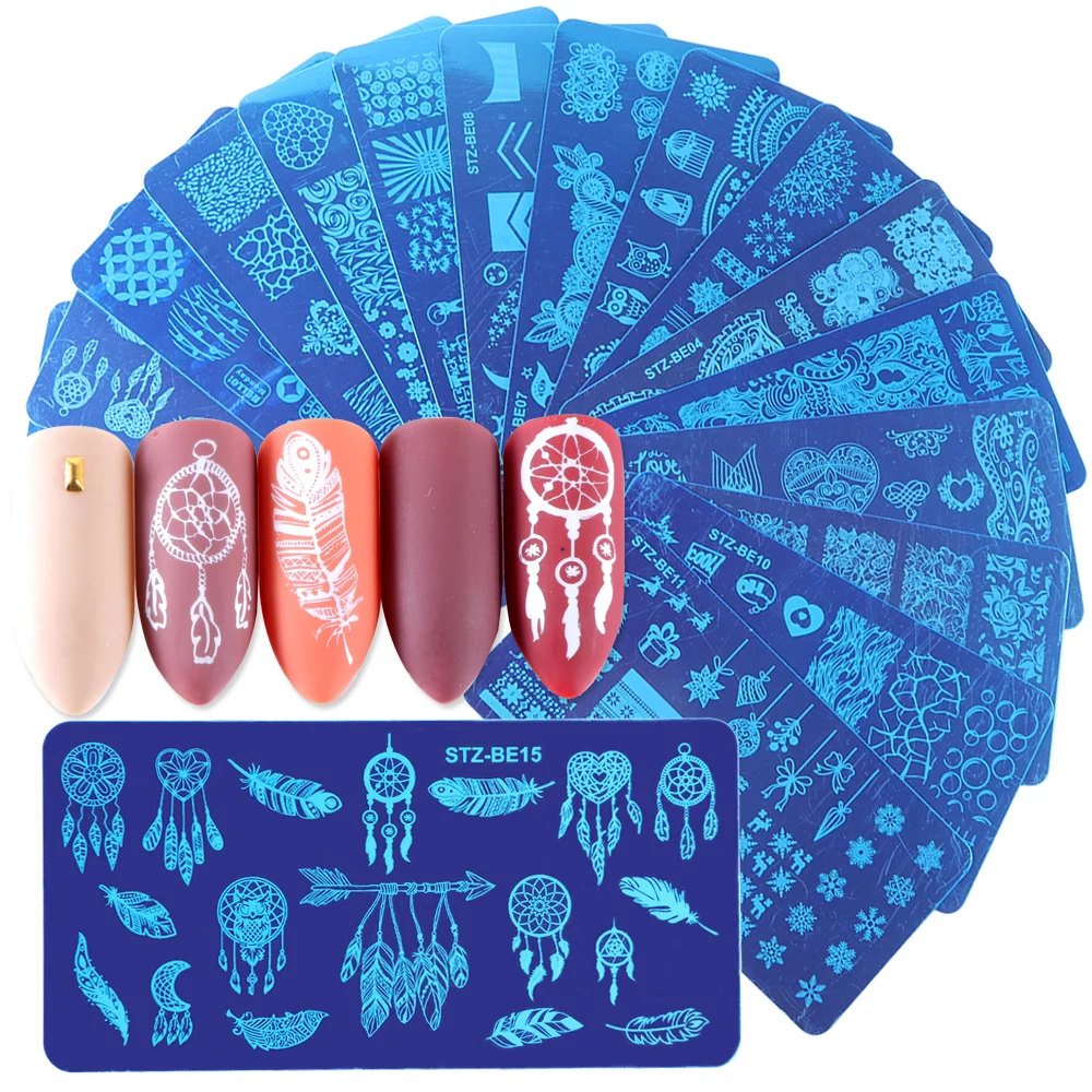 1 шт пластины для штамповки ногтей Ловец снов кружевные цветочные узоры лак для ногтей трафареты маникюрные инструменты для изображений JISTZBE01-16