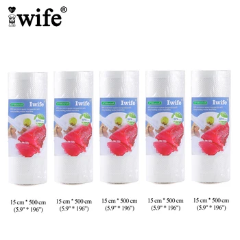 

Iwife 5 Rolls/Lot Vacuum Sealer Bags For Food Storage Kitchen Packing Bag For Sealing Machine 12 15 17 20 25 28*500cm Dropship