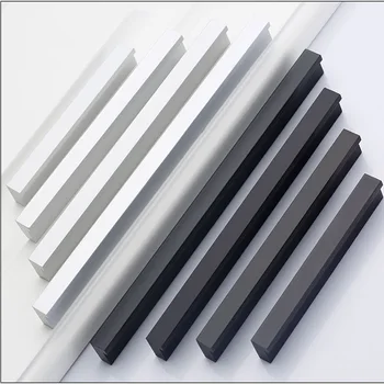 

4 Pcs Modern Aluminum Alloy Wardrobe Handles and Knobs Cabinet Kitchen Door Cabinet Drawer Handle Lengthening Furniture Hardware
