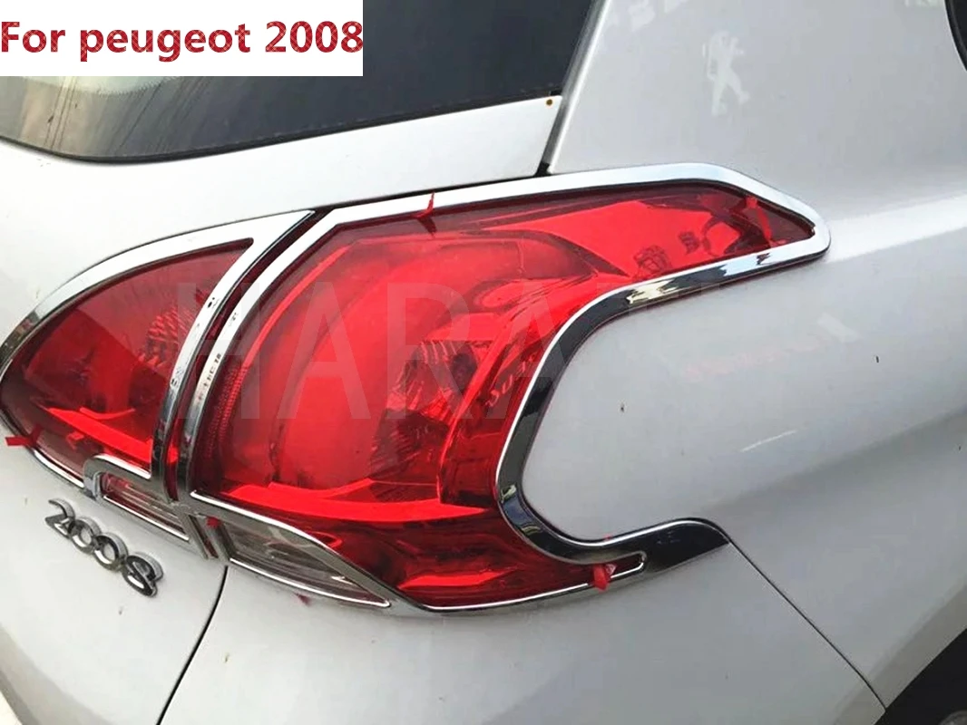 For Peugeot 2008 2014 2pcs Chrome Plastic Car Rear Tail Light Lamp