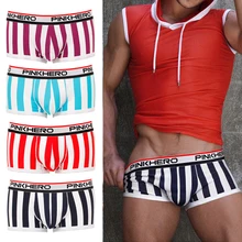 4 шт. в упаковке/лот полосатые хлопковые упражнения мужские трусы боксеры вертикальные полосы мужские шорты гонки скольжения Эластичный пояс высокое качество