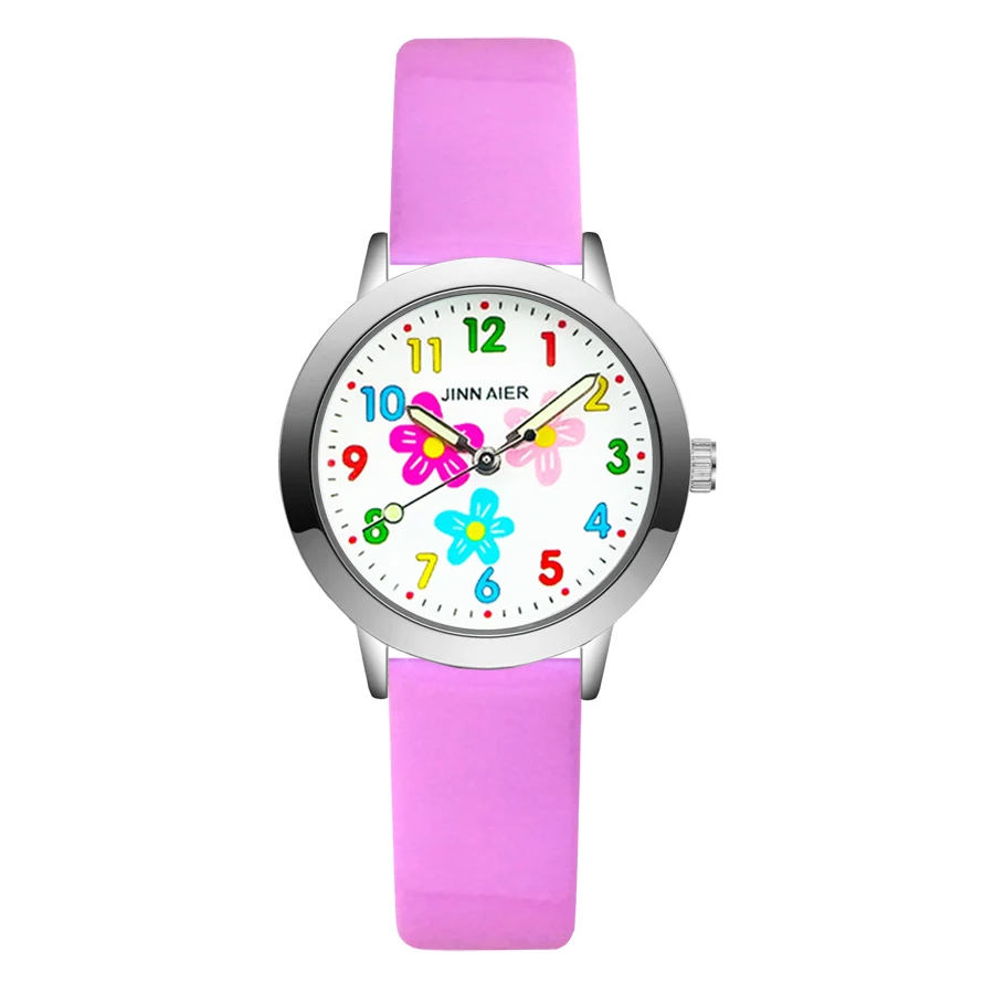 

Fashion Cartoon Cute Flowers style Children's Watches Kids Student little girls Quartz leather Wrist Watch JA32