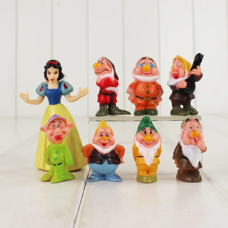

8pcs/lot Princess Snow White and the Seven Dwarfs Figure Toy 4-8cm Mini Model Doll for Children